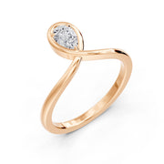 Solitaire diamant poire Teodora 0.30 carat or rose